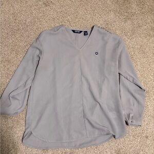 Chase Bank Lands End Gray Long Sleeve Blouse